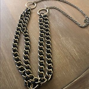 Long black/gold chain link necklace